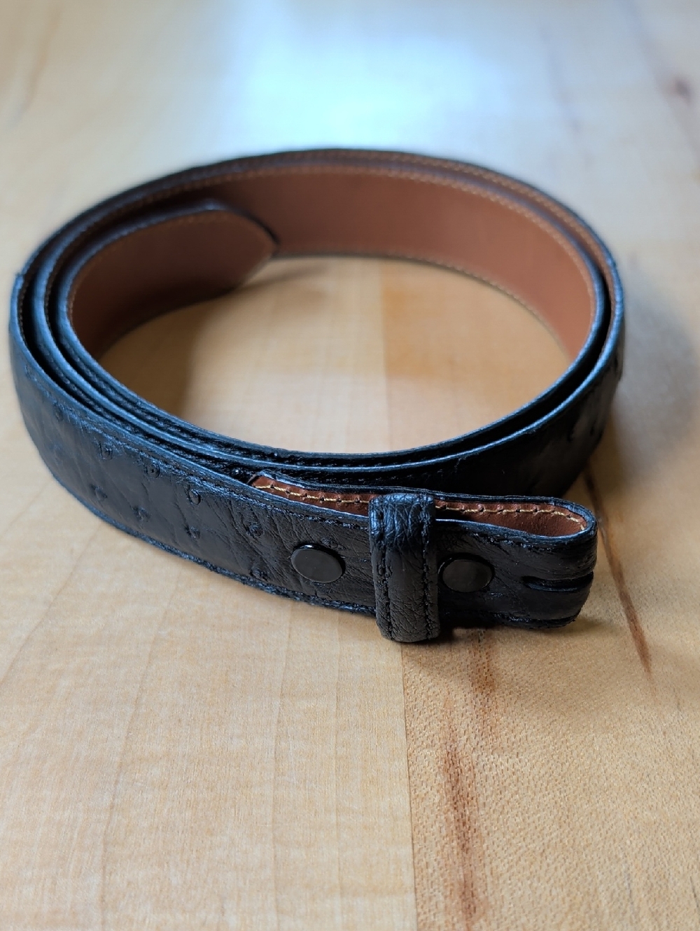 Classic Black Women's Leather Belt with Tan Interior